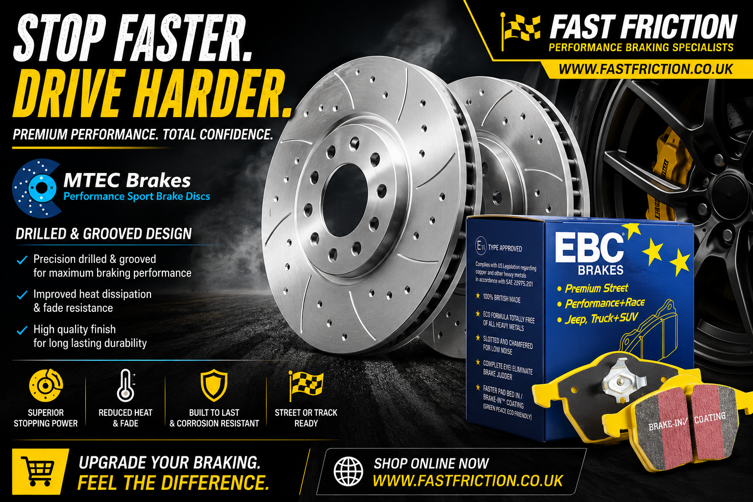 MTEC Drilled and Grooved discs and EBC Yellowstuff Pads Audi BiTDI 2016-