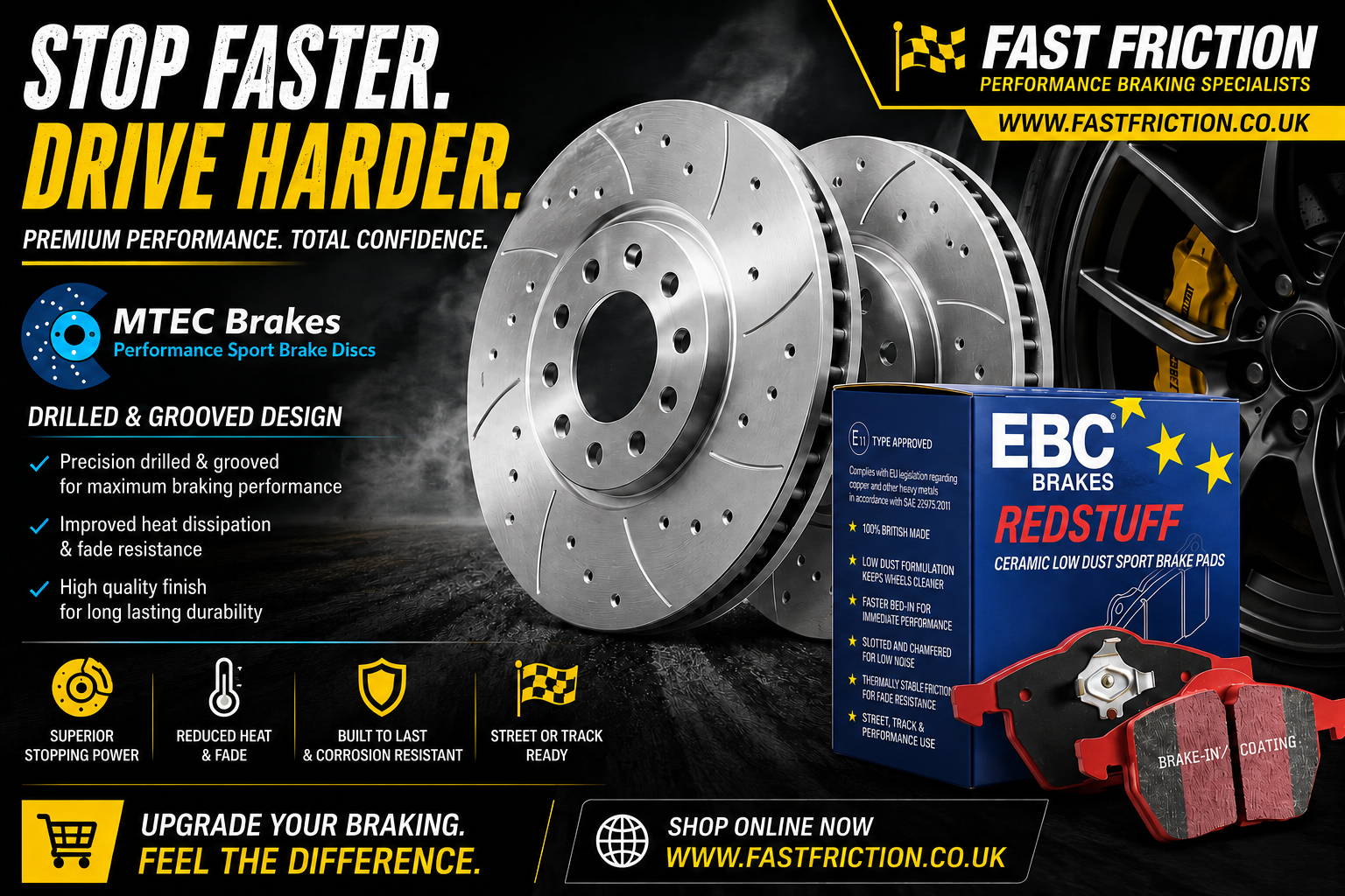 MTEC Drilled and Grooved discs and EBC Redstuff Pads Audi BiTDI 2016-